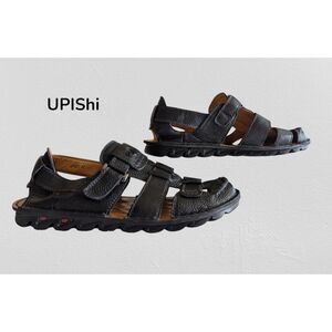 UPIShi Mens Casual Closed Toe Leather Adjustable Shoes/Sandals Sz 12.5
